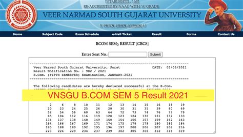 vnsgu result sem 1|VNSGU Result 2024 Released @vnsgu.ac.in: Check .